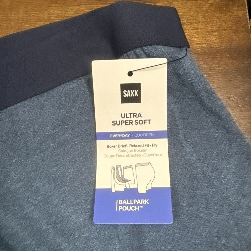 Saxx 3XL Ultra Super Soft Everyday Boxer Brief with BallPark Pouch Blue Relaxed - Picture 2 of 4